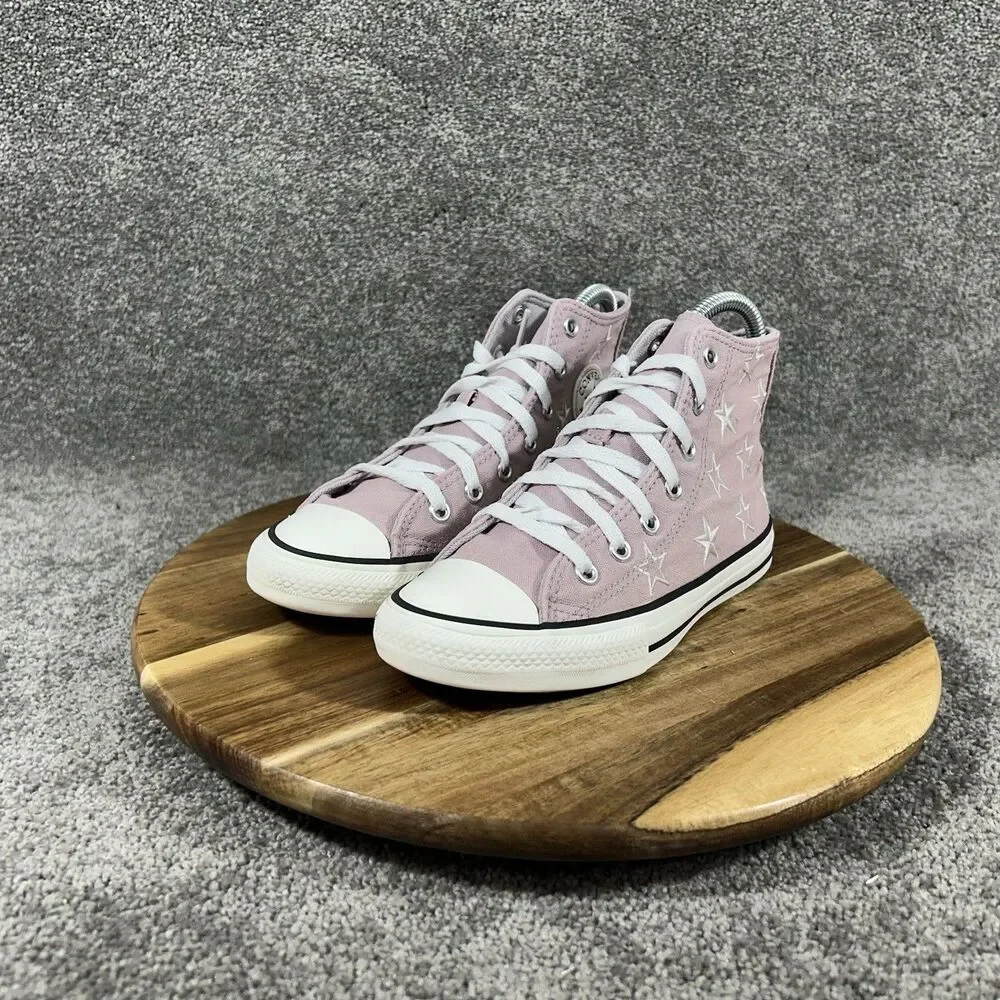 Converse Chuck Taylor All Star High Top Kids Size 2 Purple Stars Shoes Used